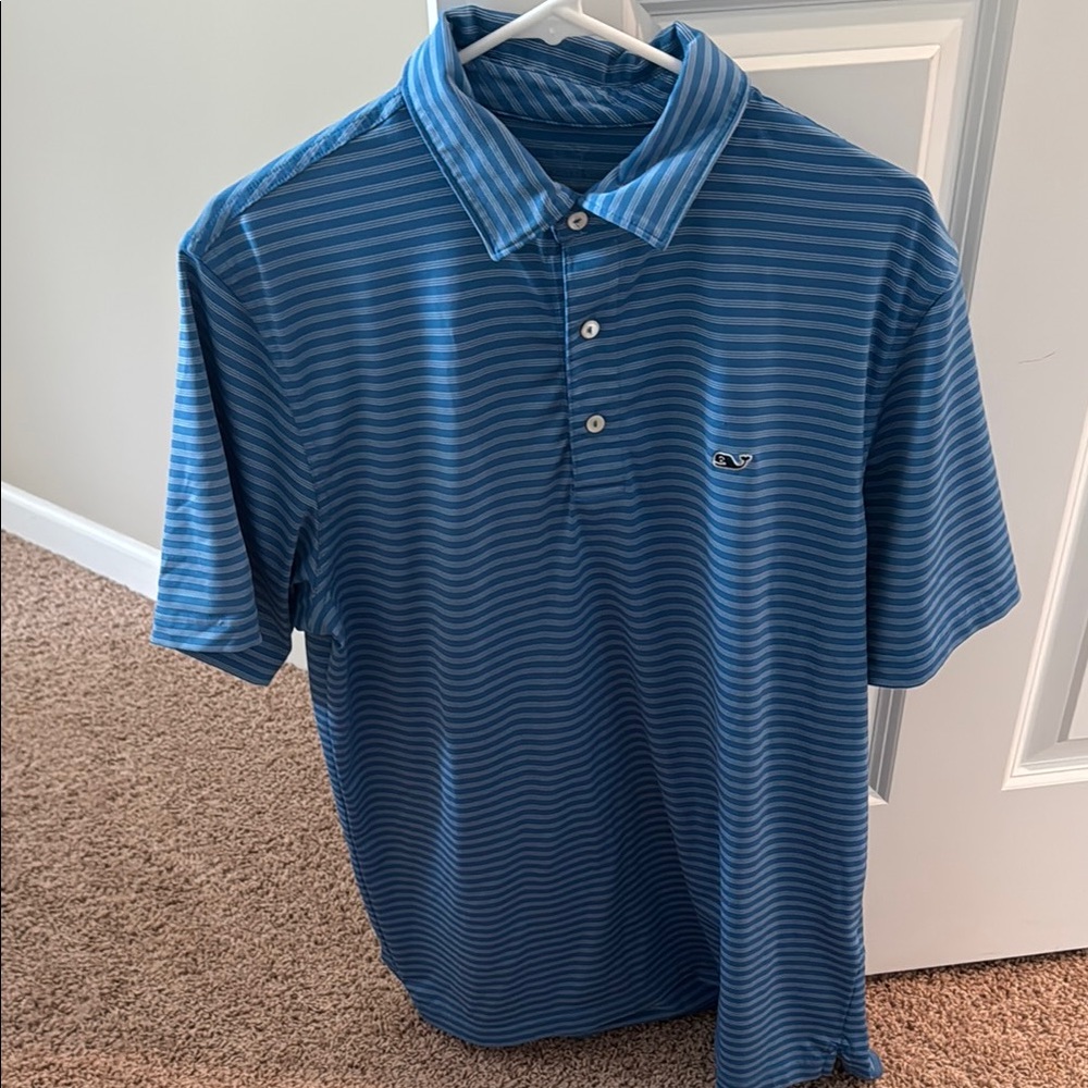 Vineyard Vines Men's Blue Striped Polo Shirt